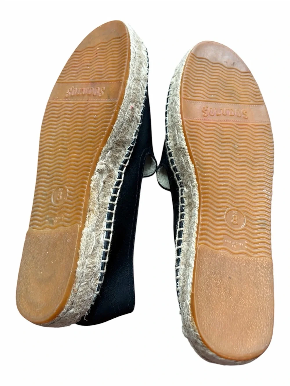 Soludos Black Leather Espadrille Slip-Ons size 8